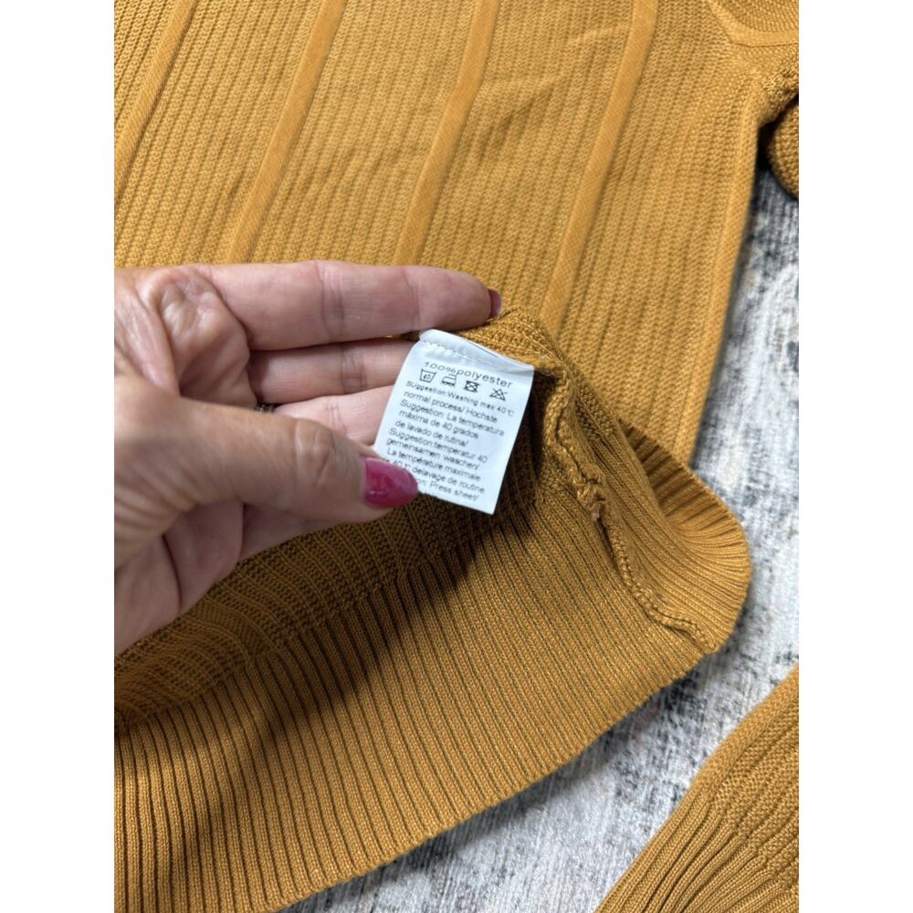 NWT Coofandy Men's Long Sleeve Polo Ribbed Knit Shirt Sz M Burnt Orange Fall - Picture 7 of 7